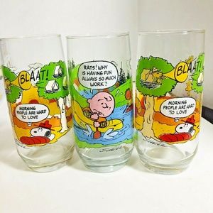 FINAL PRICE 3 McDonalds Drinking Glasses Peanuts